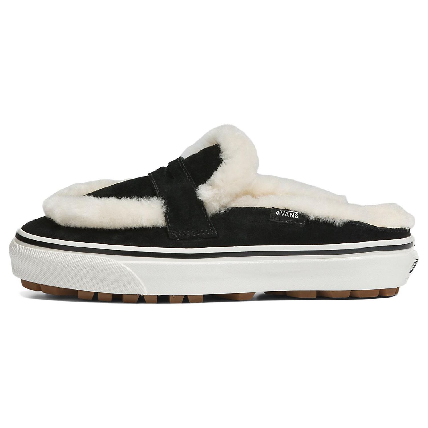 

Vans Style 53 Shearling Mule DX Плюшевый край Низкий верх Скейт обувь Унисекс кроссовки Черный Белый VN0005U3BF5 35