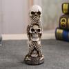 19CM Skull Statue,See No Evil Hear No Evil Speak No Evil Stacked Skull Figurine Tower Gothic Tabletop Decor for Halloween