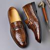 Fashion Spring Autumn New Alligator Print Luxury Shoes for Men Big Size Double Buckle Loafers Male British Style Business Dress Shoe Man