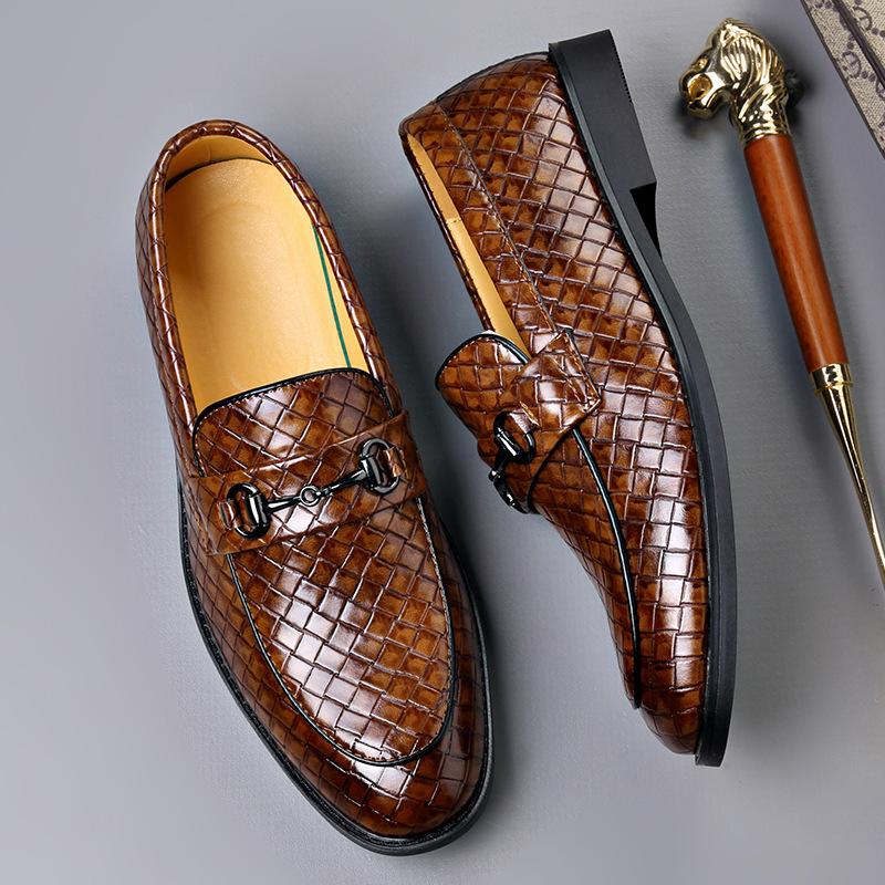 Fashion Spring Autumn New Alligator Print Luxury Shoes for Men Big Size Double Buckle Loafers Male British Style Business Dress Shoe Man