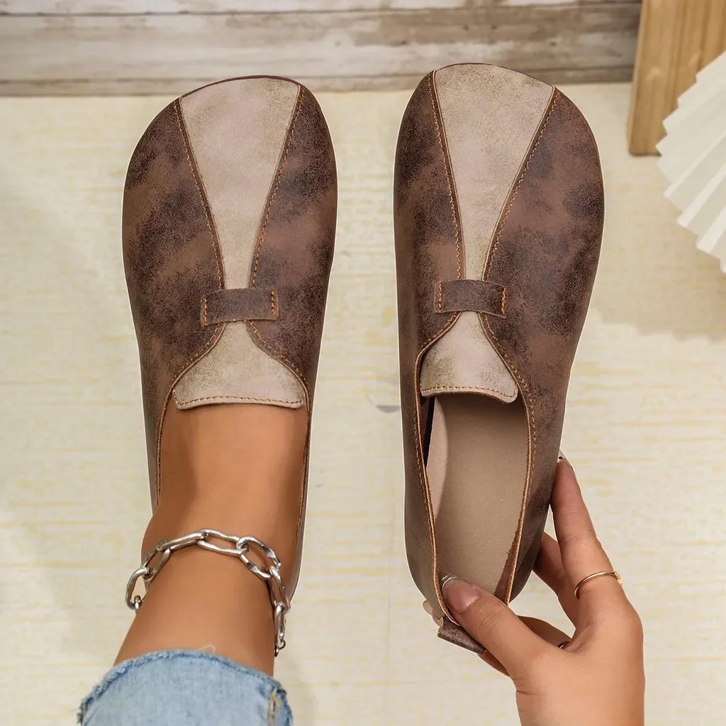 Shoes for Women Splicing Retro Flat with Round Toe and Low Heels, Comfortable To Step on, Mom's Shoes Sneakers Women