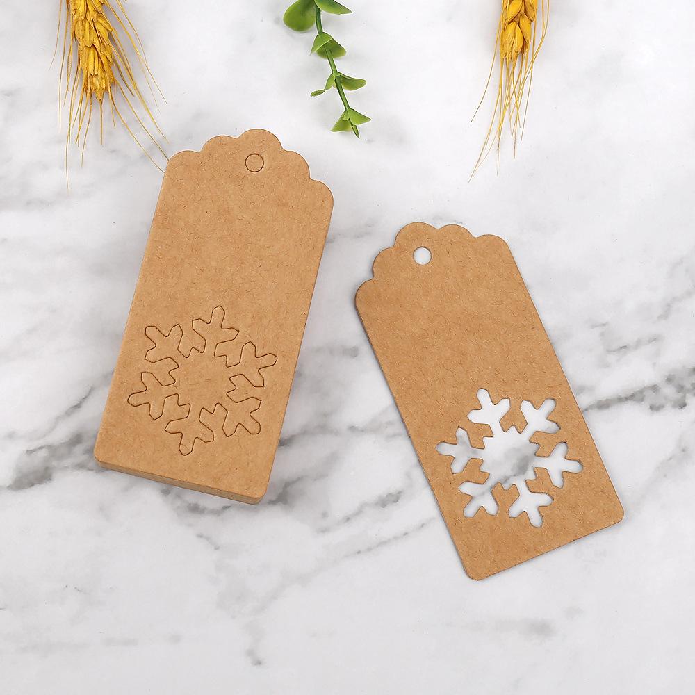 

Snowflake Kraft Paper Gift Tags - Christmas Labels for Wine Bags & Decorations