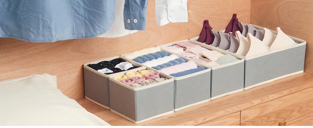 Wardrobe drawer organizer, 4-in-1 foldable compartment underwear set
