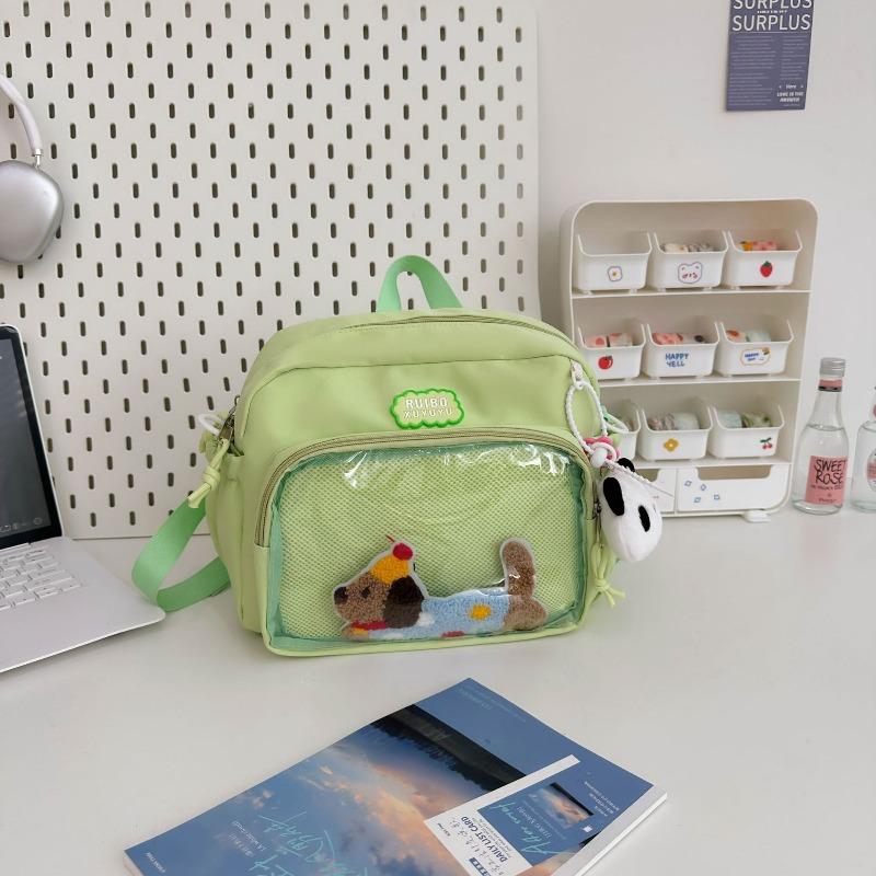 

Cute girl student portable shoulder bag female transparent crossbody double shoulder multi-purpose double-sided backpack No pendant