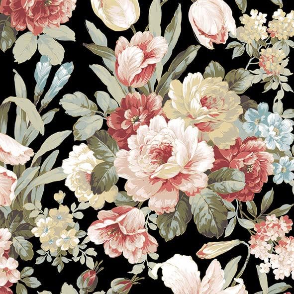 20-ct 6.5 Black Rose Floral Napk for Decoupage - Decorative Paper for Mother's Day, Shabby Chic Dinner - Kate