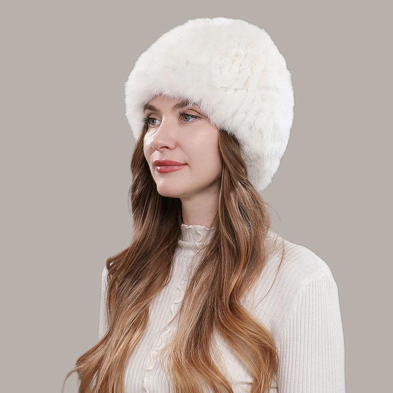 

Women s Winter Thickened Warm Hat, Double- Elastic Knitted Snow Pullover Hat One Size белый