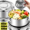 660/1040/1590ml Stainless Steel Fresh-Keep Box Sealed Lunch Box with Lid Food Container Refrigerator Fruit Organizer Container