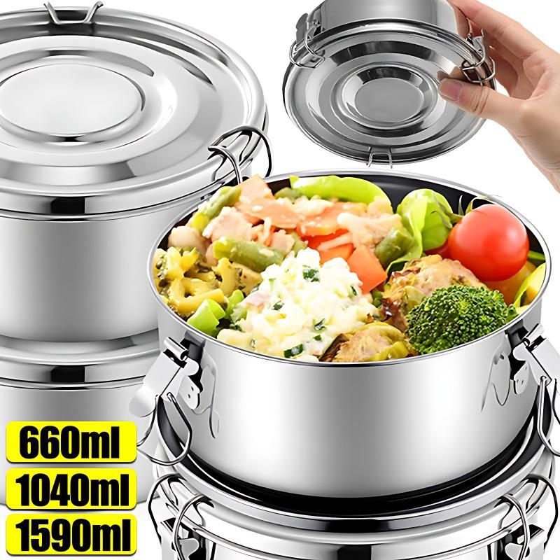 660/1040/1590ml Stainless Steel Fresh-Keep Box Sealed Lunch Box with Lid Food Container Refrigerator Fruit Organizer Container