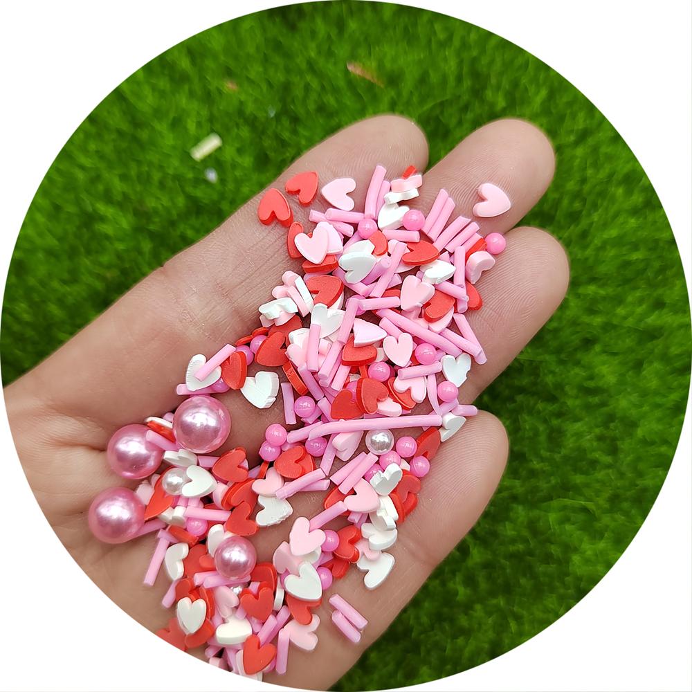 Valentine's Day Heart Polymer Clay Slices Soft Slime Clay Sprinkles for DIY Colorful Slime Decoration Crafts