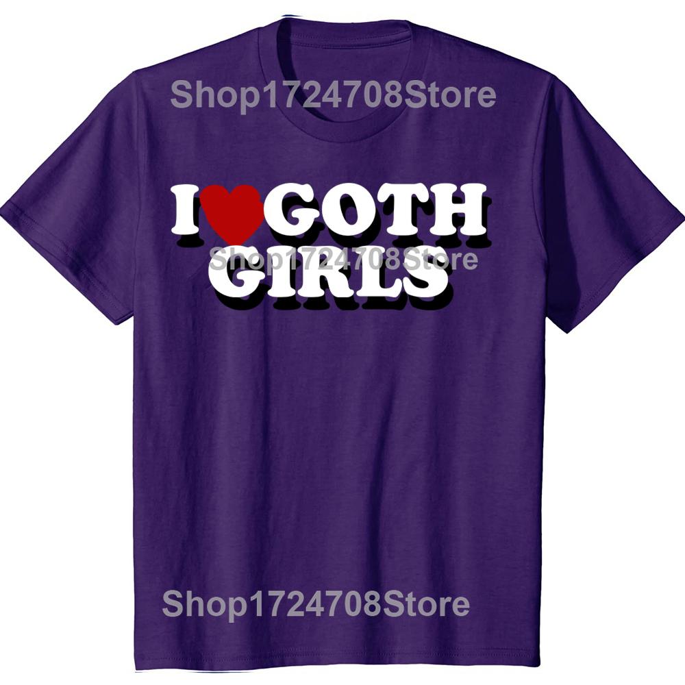 Lustiges Ich liebe Goth-Mädchen Rotes Herz Grafik T-Shirts T-Shirt Herren Damenmode Lässig Übergroß 100% Baumwoll T-Shirt