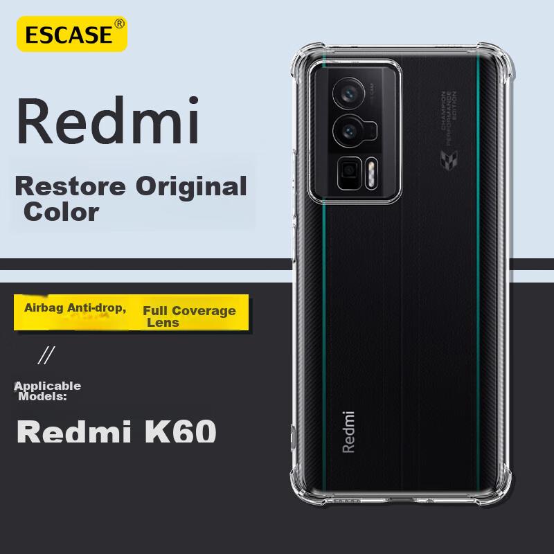 Redmi K60 Phone Case, Shockproof K60 Pro Protective Cover, Redmi Xiaomi K60/60Pro Airbag Soft Case, ES-Ip9 Series Upgraded Version, Translucent White