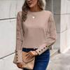 Casual Long Sleeve T Shirt With Embroidered Lace Panel For Spring Women