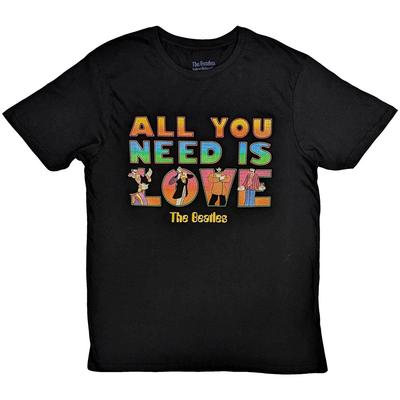 The Beatles Offizielles T-Shirt Yellow Submarine All You Need Is Love Gestapelt