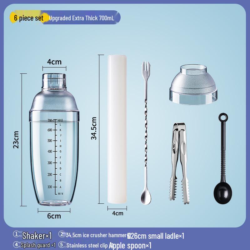 Set Shaker per Cocktail e Tè con Frusta e Bastoncino Tritaghiaccio