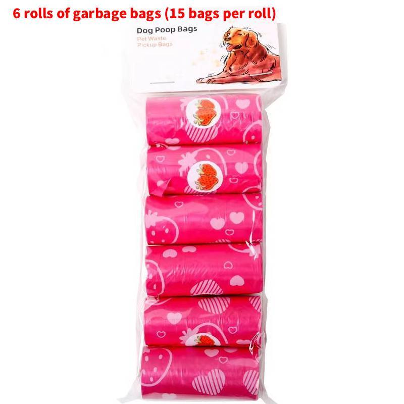 Degradable Pet Waste Bags With Strawberry Print For Outdoor Dog Walking And Cleanup
