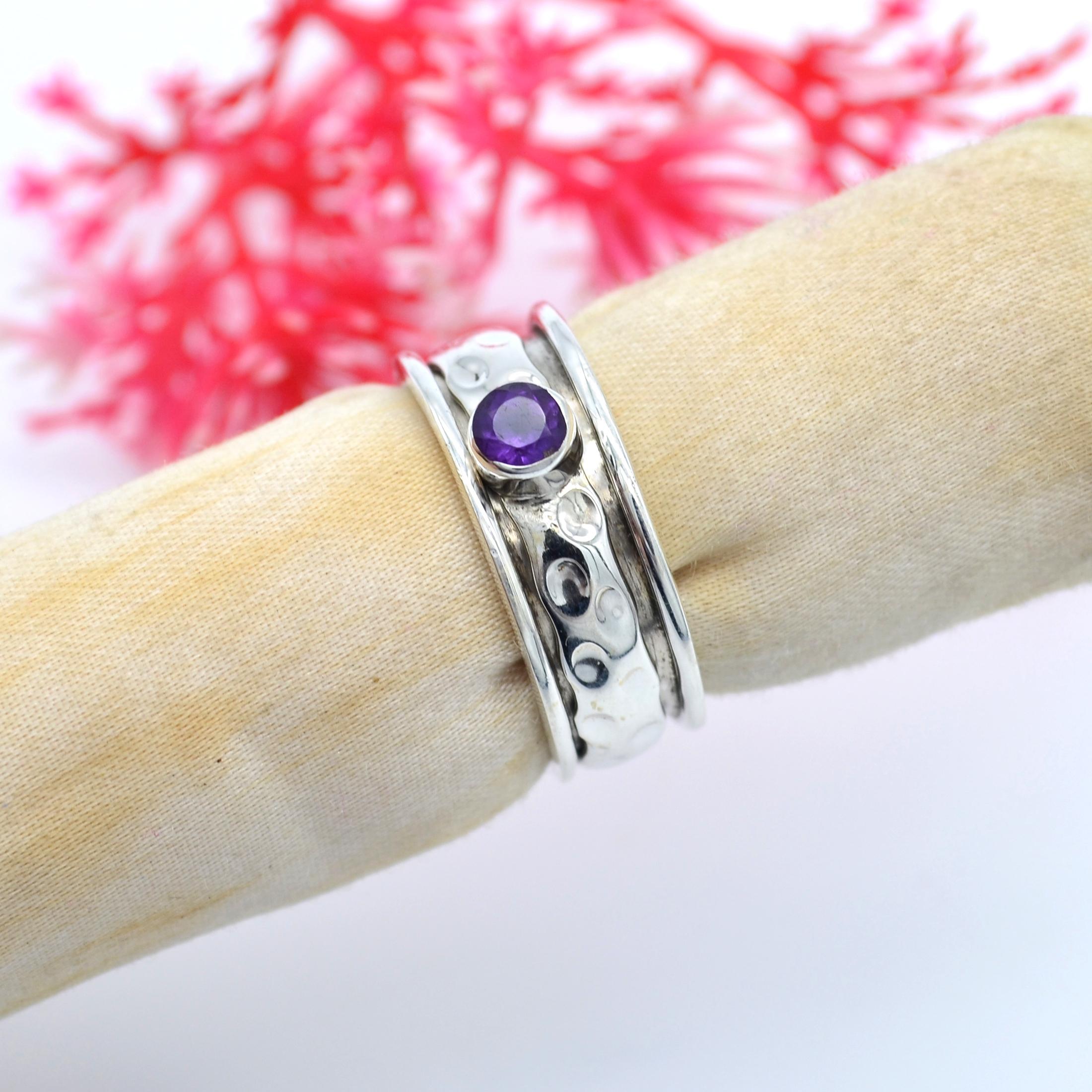 Anello Largo Spinner In Argento Sterling 925 Fatto A Mano &ndash; Stile Vintage, Varie Taglie Disponibili (B-23)