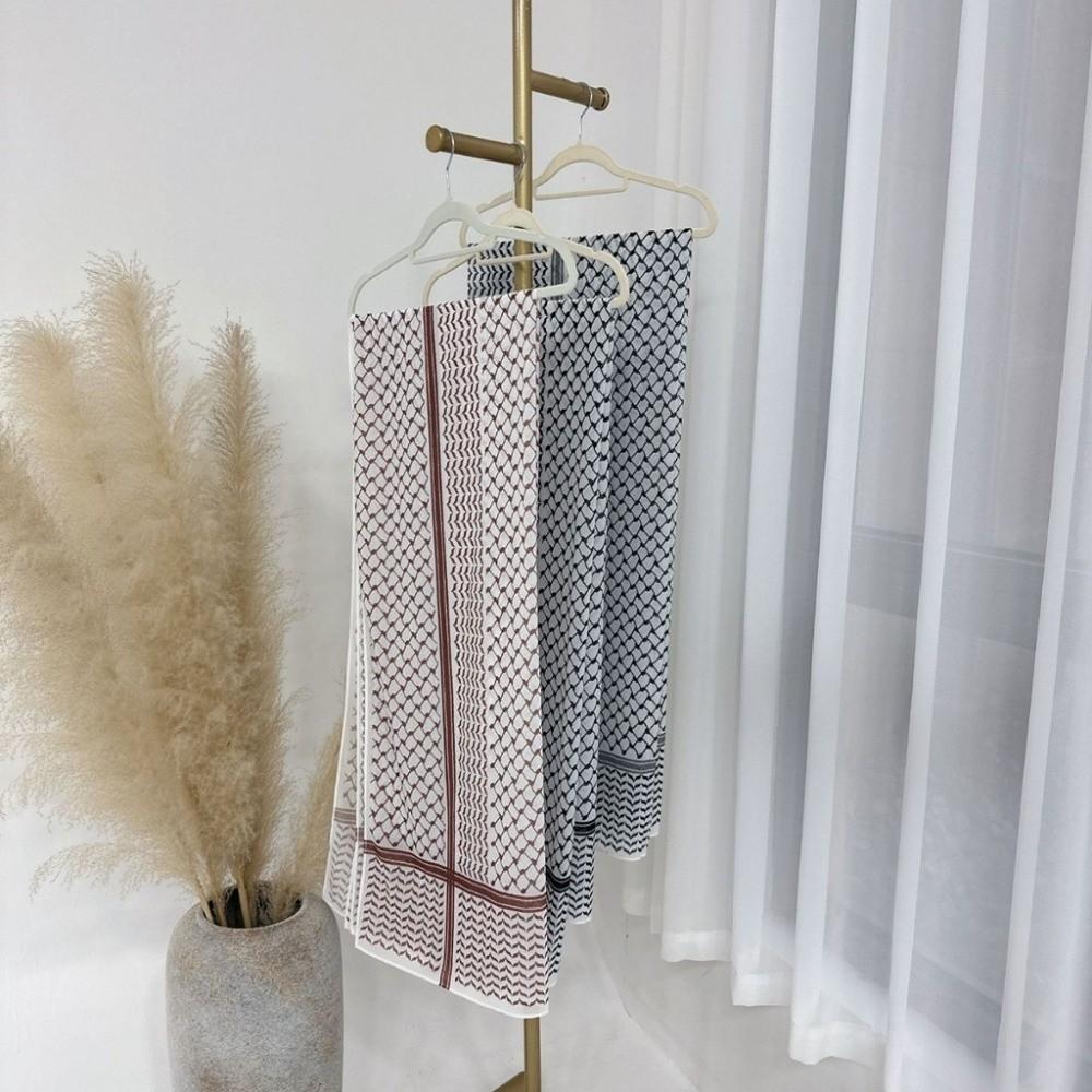 Long Chiffon Hijab Scarf Plaid Print Islamic Headscarf Fashion Keffiyel Headscarf  Party