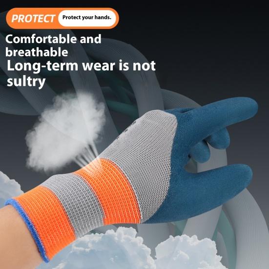 1 Pair Garden Gloves Breathable Waterproof Puncture-Resistant Hard-wearing Latex Coated Gardening Gloves