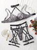 2024 Newest Zebra-Print Mesh Lingerie Set Women Sexy Hollowed-Out Neck Comfortable Lingerie 4Pcs Women Sex Underwear Suit