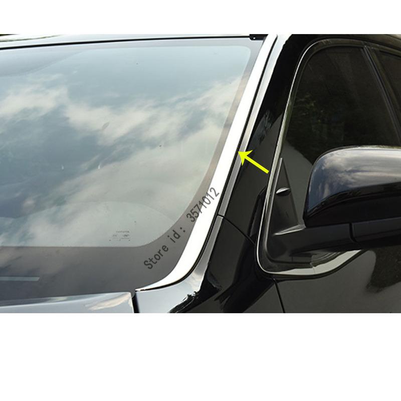 Car Side Cover Stick Stainless Steel Head Glass Windshield Lamp Frame Trim For Toyota Highlander 2015 2016 2017 2018