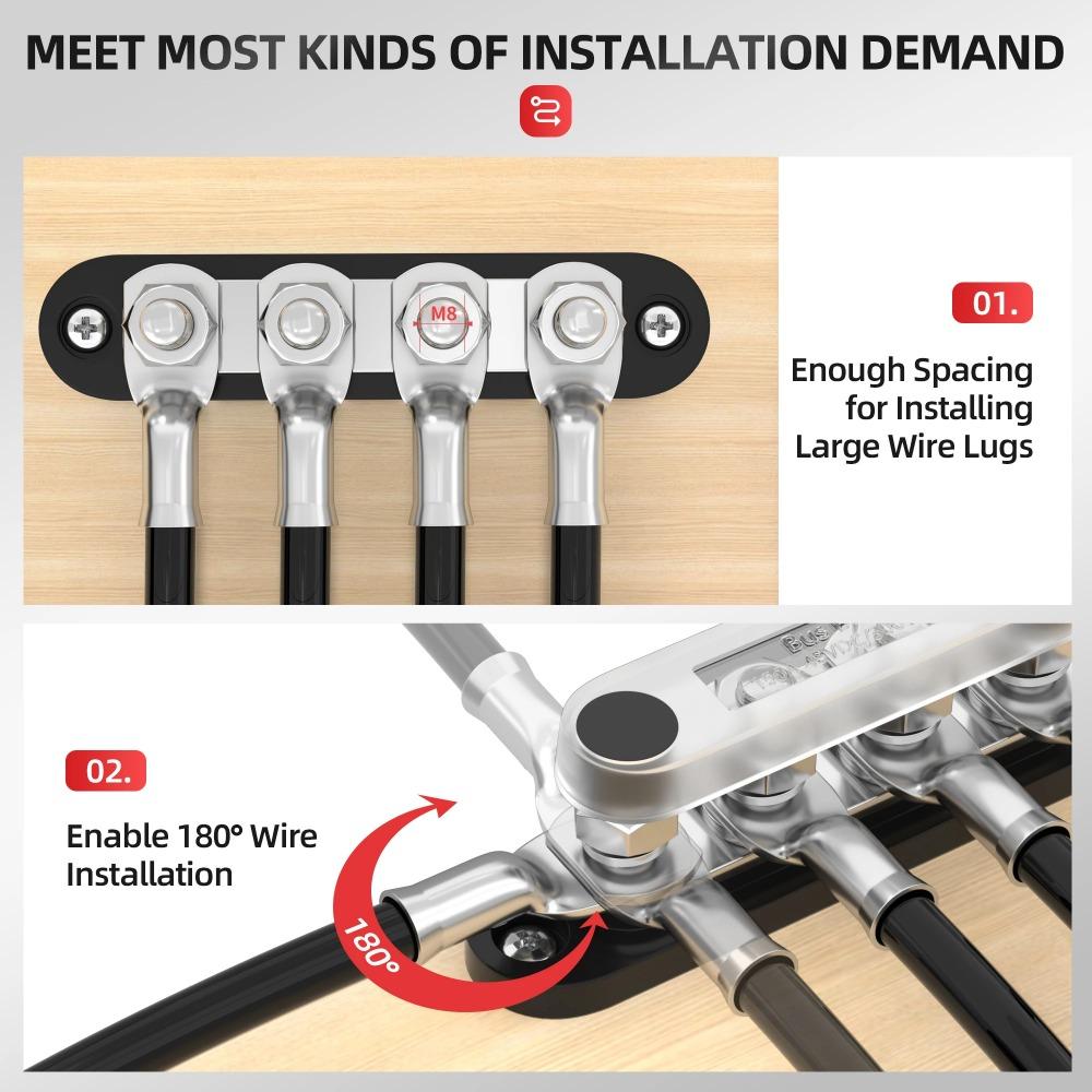 1PC  Bus Bar 12V 150A Mini Power Distribution Block with Cover 4 X 5/16" Posts for Marine Automotive Solar Systems