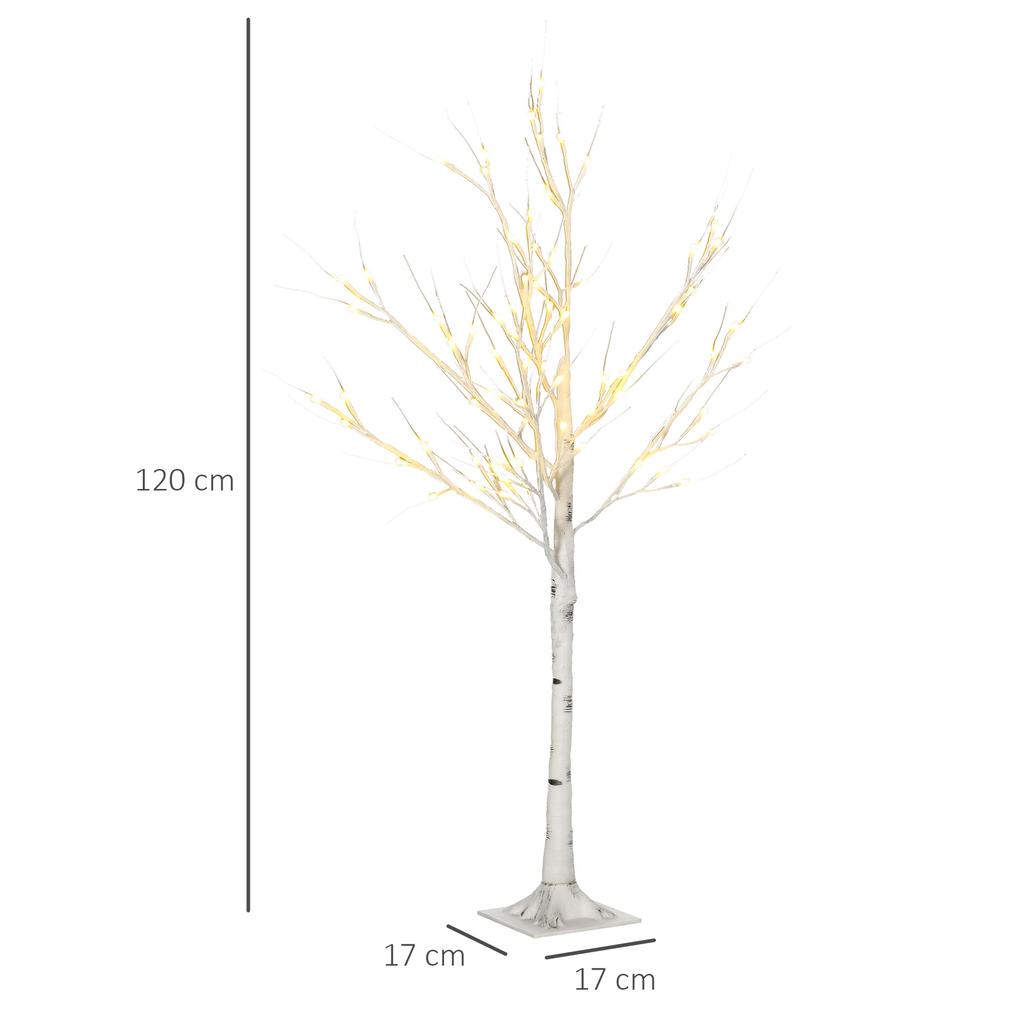 LED Light-Up Tree - Warm White Light Decoration - 72 LEDs - Indoor Use - 120 Cm - Christmas Decoration for Bedroom or Home - White