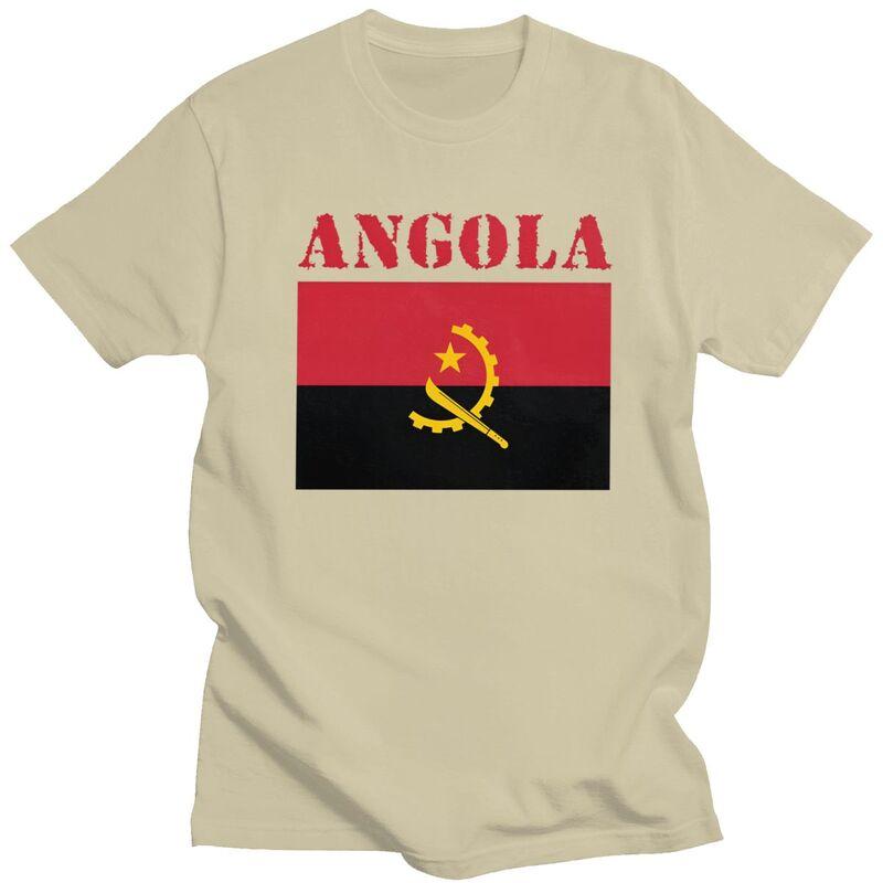 Custom Cool Angola Flag T Shirt Men Short Sleeves Pure Cotton Tshirt Tees Fashion Tshirt