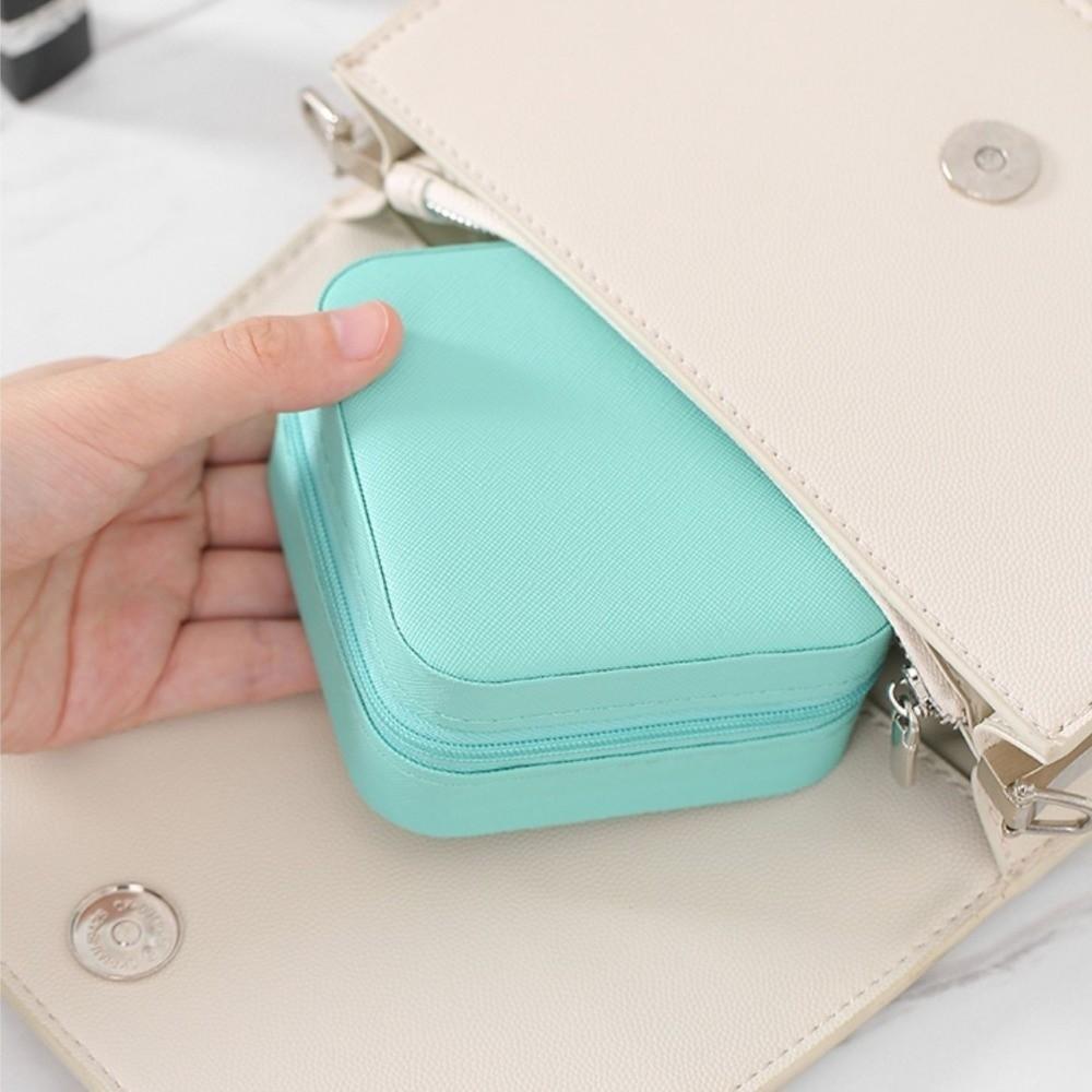 PU Leather Mini Jewelry Storage Zipper Closure Travel Jewelry Box Jewelry Organizer  Display Box