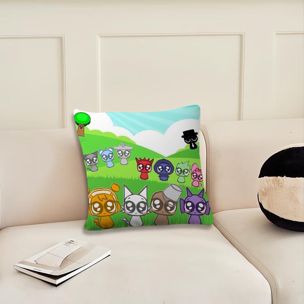 Funny Game Cartoon S-Sprunki Cushion Cover Cushion Room Bedroom Headboard Sofa Living Backrest Nap Time Pillow Case