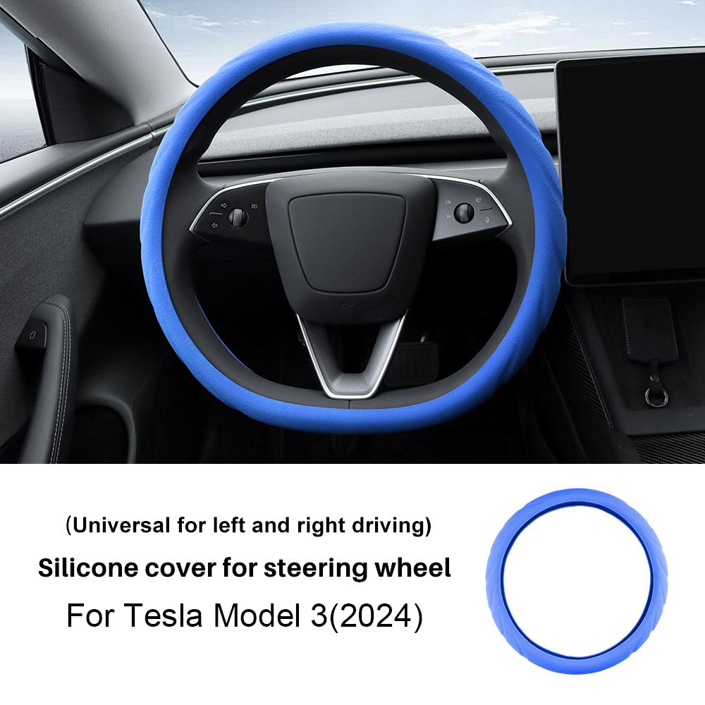 Silicone Car Steering Wheel Cover For Tesla Model 3 Highland 2025 Model Y Juniper 2025 Booster Anti-skid Protect Interior Trim