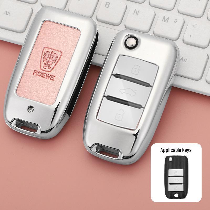 Roewe Car Key Case for 350, 350c, W5, 360, 750 Models - Folding Protective Shell with Buckle for Men and Women