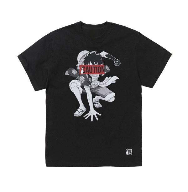 Summer 2026 One Piece Munch D Luffy CAUTION Minimalist Comic Themed 100 Cotton Printed Loose Tshirt for Boys and Girls