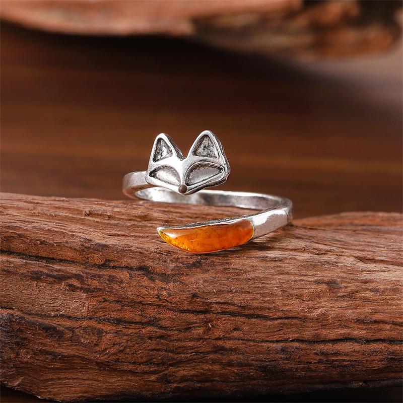 Anelli Vintage Carini a Forma di Volpe per Donne Amabile Volpe con Lunga Coda Fascino Anello per Dita Nocche Regolabile Gioielli Fascino per Feste Regali