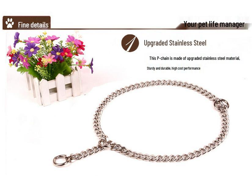 Stainless Steel Bite-Resistant Dog Training Chain Collar for Small, Medium, Large Dogs
