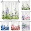 Tenda Doccia Minimalista Impermeabile Tenda da Bagno Per Decorazioni Bagno Design Floreale Foglia Acquerello Poliestere Con Ganci