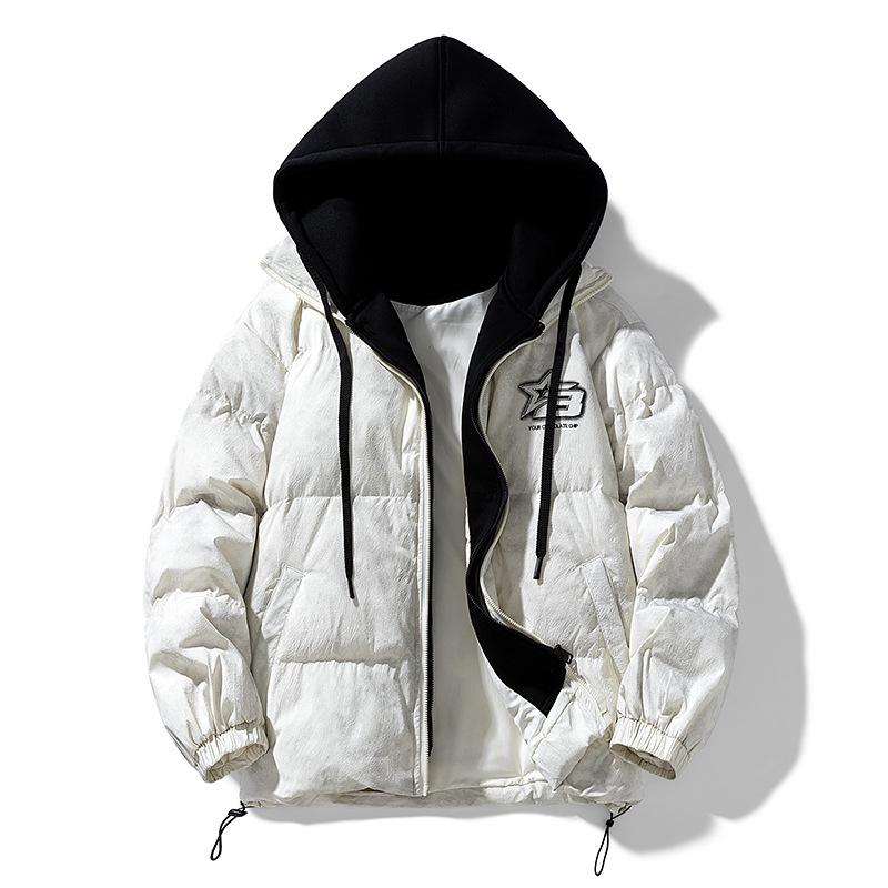 

2025 Men s Trendy American Baseball-Style Hooded Down Jacket XL білий/слонова кістка