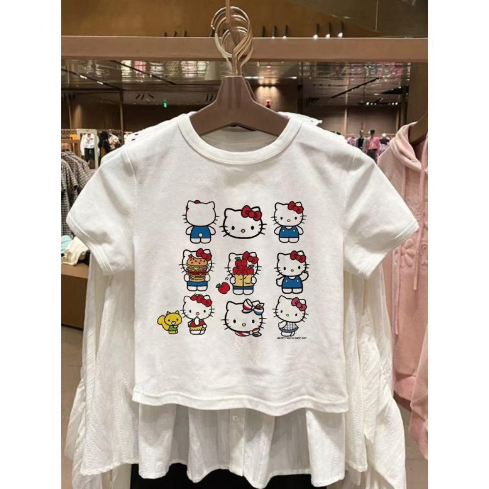 

Children s T-Shirt with Hello Kitty Print - Fashionable, Versatile, Casual, and Cute Short-Sleeve 110