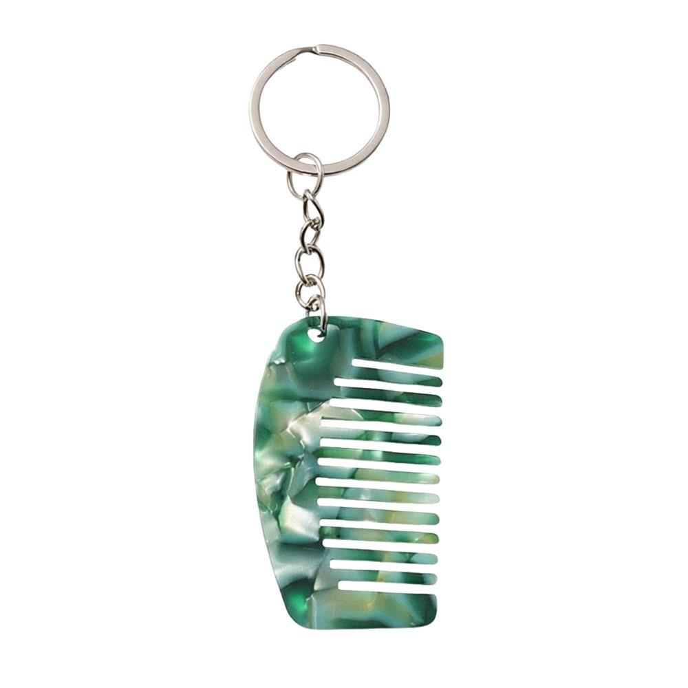 New Mini Comb Keychain Comb Colorful Resin Keyring Hanging Ornament Car Key Holder Bag Decoration