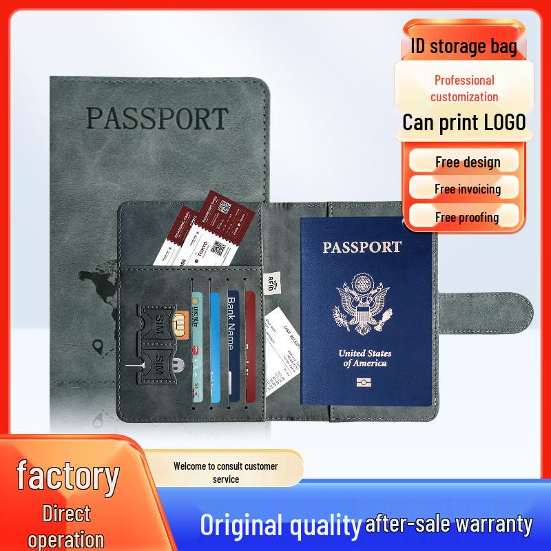 PU Leather Multi-Card Passport Holder with Embossed Design