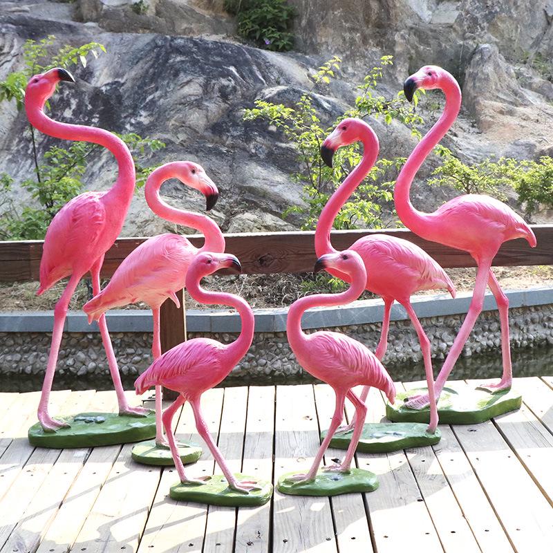 Fiberglass Flamingo Sculpture for Garden and Pond Decorations