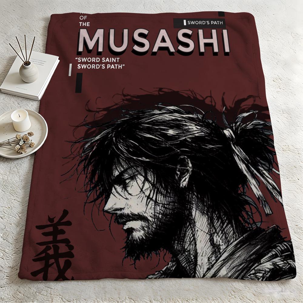 Character MMusashii Throw Warm Soft Flannel Blanket Multiuse for Sofa Bed Camping Travel Nap