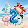 5 Stück Meeresbewohner Ballon-Set Pirat Hai Krabbe Delfin Qualle Ballons 32 Zoll Blaue Zahl 1-9 Ballon Geburtstagsparty Deko
