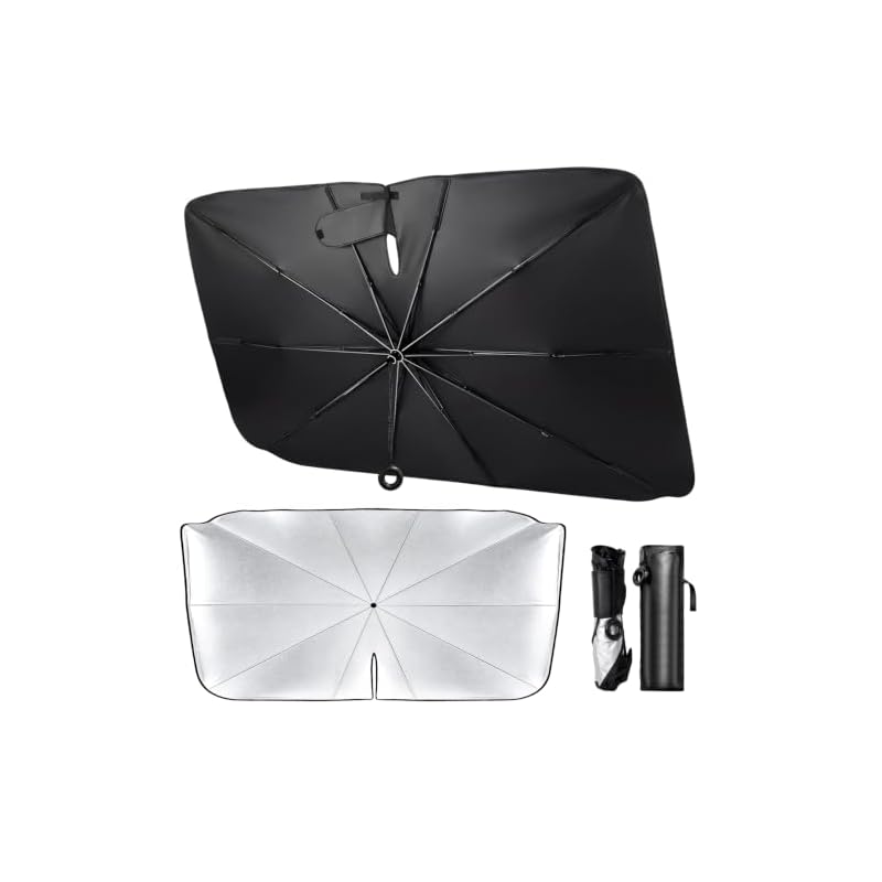 Car Front Sunshade [2026 New Model - Complete Light Blocking - Heat Insulation - UV Cut] Umbrella-type Car Sunshade for Car Front, Foldable, Suitable