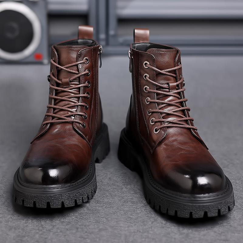 Fashion Golden Sapling Men's Winter Boots Fashion Platform Footwear Retro Leather Shoes Men Work Boots Leisure Chaussure Hommes Zapatos