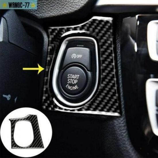 For BMW 3/4 Series Carbon Fiber Trim Engine Start Button Sticker Interior Cover