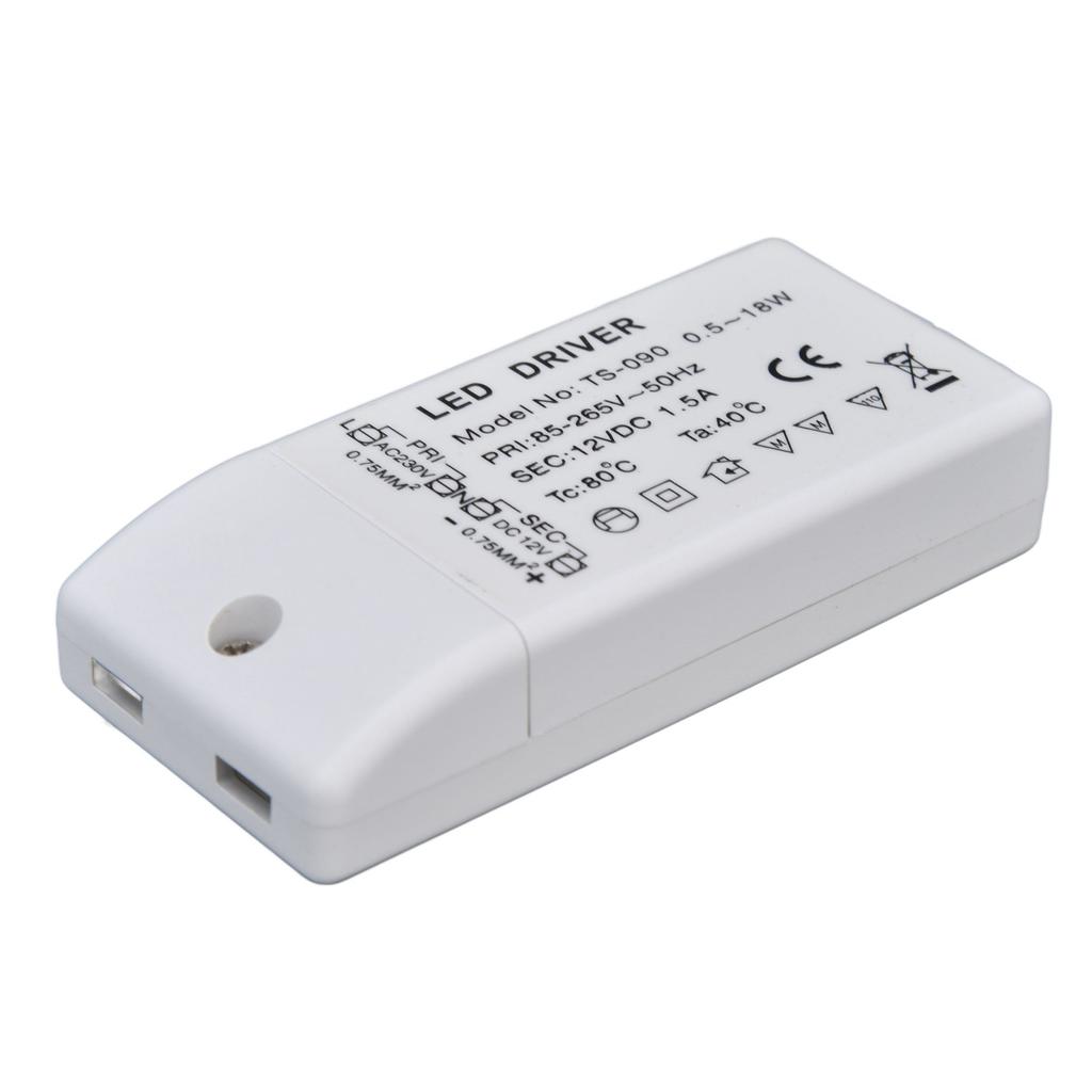 LED Transformer 18W 12VDC 1.5A Constant Current LED Driver for Cabinet Light DIY Lamp AC 85‑265V