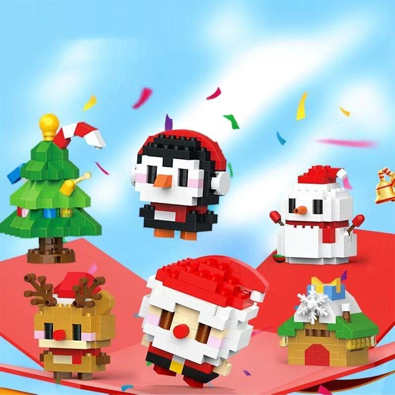 Santa Claus Building Blocks Christmas Tree Elk Model Educational Children's Toys Cute Assembled Model Ornaments Decoration