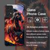 Creative Flame Black Horse Pattern Tempered Glass Phone Case for Samsung Galaxy A56 A72 A55 A54 A53 A52 A36 A51 A15 A14 5G Cover