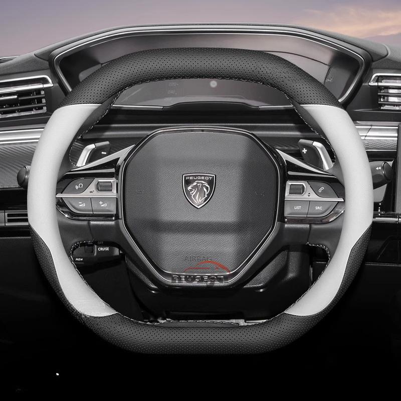 35cm 38cm Leather Car Steering Wheel Cover for Peugeot 5008 408 308 Rifter e-Expert Expert e-Traveller Landtrek Accessories