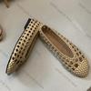 Fashion Vintage Woven Hollow Flat Sandals for Women Summer Round Toe Shallow Brand Designer Shoes Comfort Soft Beach Casual Shoe Loafers
